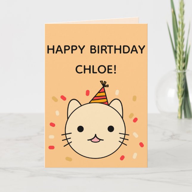 Tarjeta Gato de cumpleaños | Gato Beige Feliz Cumpleaños F (Anverso)
