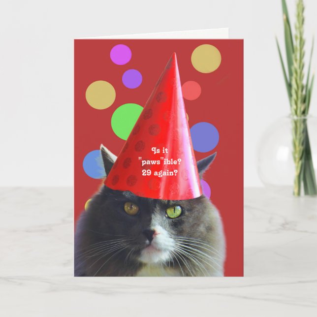 Tarjeta Gato De Cumpleaños Gracioso 29 Gato Nuevamente Gru (Anverso)