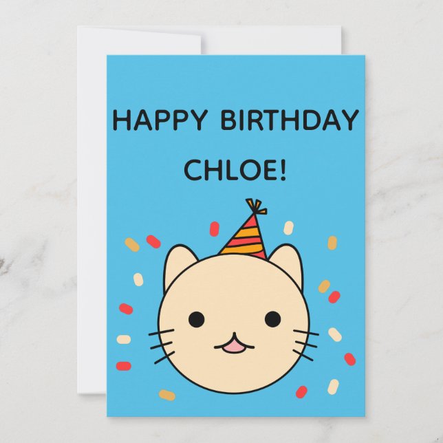 Tarjeta Gato de cumpleaños | Llanura de cumpleaños feliz p (Anverso)