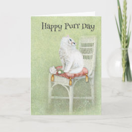 Tarjeta Gato de cumpleaños persa blanco