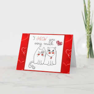 Tarjeta Gato de dibujos animados divertido y lindo amor