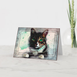 Tarjeta Gato de diseño de acuarela Mascota personalizado