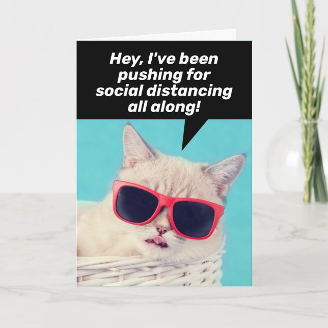 Tarjeta Gato de distanciamiento social: aliento y afrontam (Anverso)