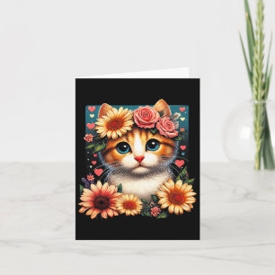 Tarjeta Gato De Flor Retro Amor Arte Gatito Con Anim De Fl