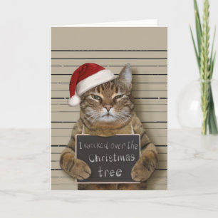 Tarjeta Gato de foto policial de Navidad