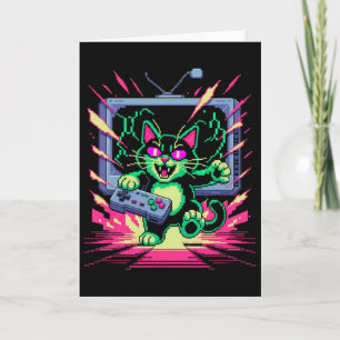 Tarjeta Gato de furia pixelada jugador retro fallo en esti