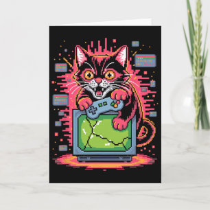 Tarjeta Gato de furia pixelada jugador retro fallo en esti