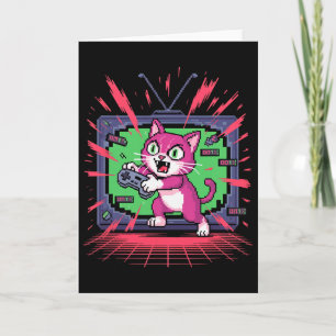 Tarjeta Gato de furia pixelada jugador retro fallo en esti
