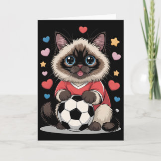 Tarjeta Gato de fútbol Kawaii Solo chica que ama a Birman 