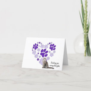 Tarjeta Gato de Gingham Pawprint por pérdida de Mascota