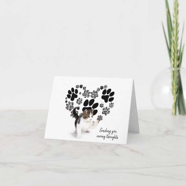 Tarjeta Gato de Gingham Pawprint por pérdida de Mascota (Anverso)