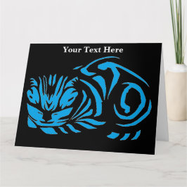 Tarjeta Gato de grabado en madera de Julie de Graag (Azul)
