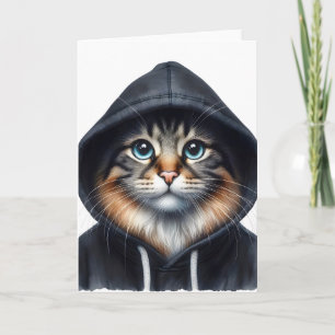 Tarjeta Gato de Guay en negro saludo en blanco de Hoodie