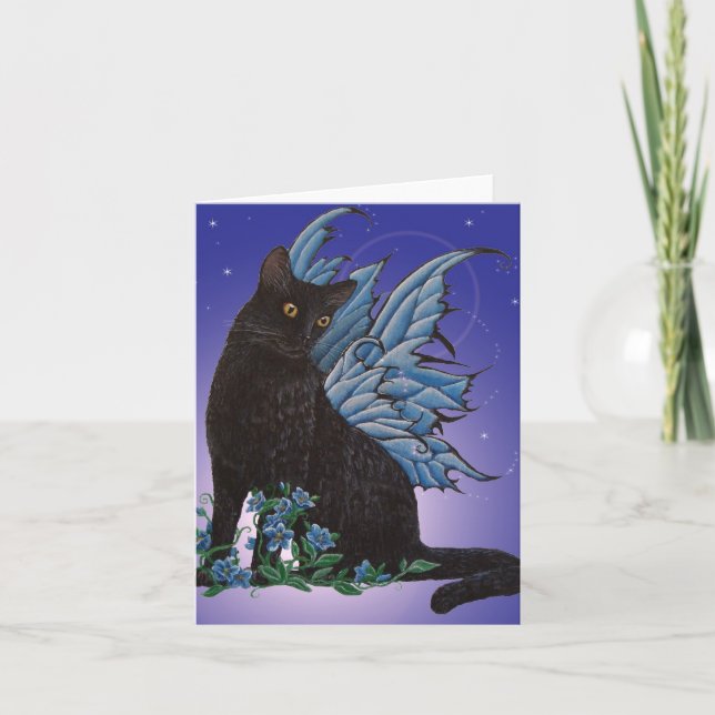 Tarjeta Gato de hadas negro (Anverso)
