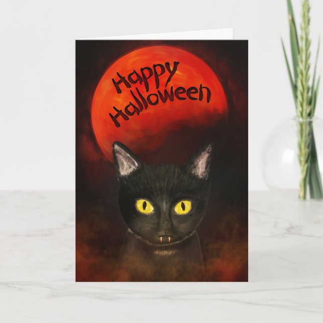 Tarjeta Gato de Halloween espumoso (Anverso)