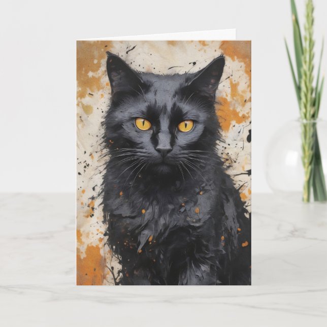 Tarjeta Gato de Halloween espumoso (Anverso)