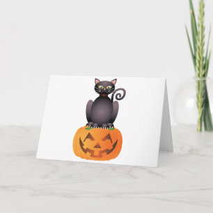 Tarjeta Gato de Halloween que se sienta en el ilustracion