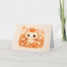 Gato de hoja de otoño Kawaii – Gato de otoño acoge
