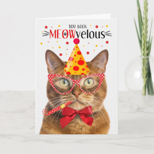 Tarjeta Gato de jengibre sólido MEOWveloz cumpleaños