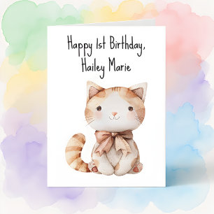 Tarjeta Gato de juguete relleno de cumpleaños personalizad