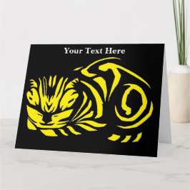 Tarjeta Gato de Julie de Graag grabado en madera (Amarillo