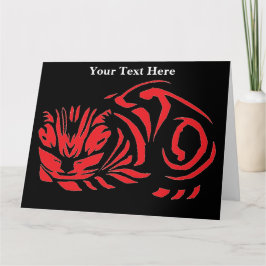 Tarjeta Gato de Julie de Graag Grabado en madera (Rojo)