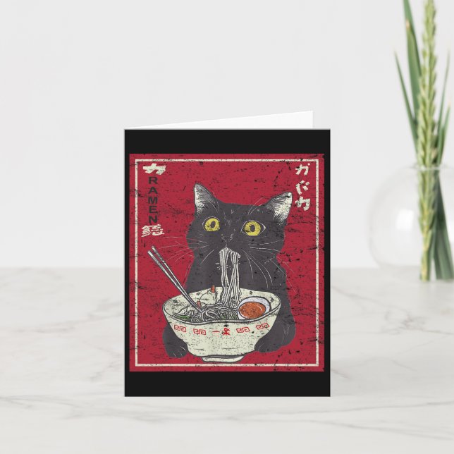 Tarjeta Gato de Kawaii Ramen Comida japonesa Divertida Chi (Anverso)