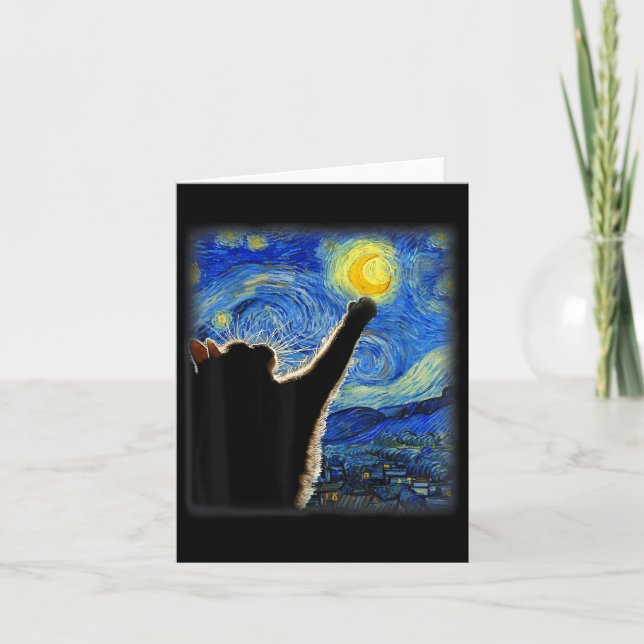 Tarjeta Gato de la noche estrellada de Van Gogh - Clic Fit (Anverso)