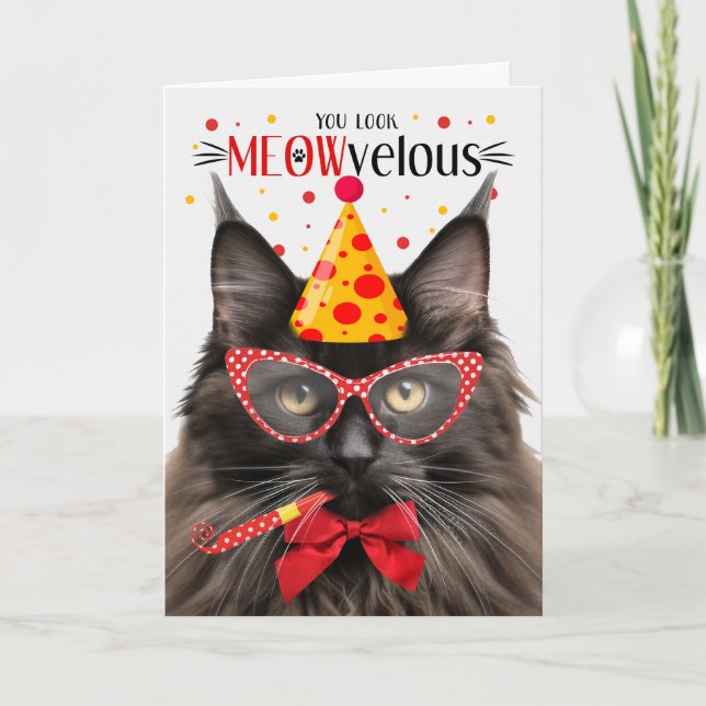 Tarjeta Gato de macho marrón MEOWvelous Cumpleaños (Anverso)