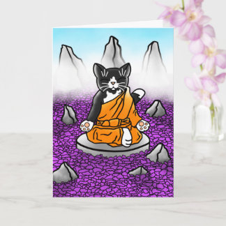 Tarjeta Gato de meditación tuxedo budista