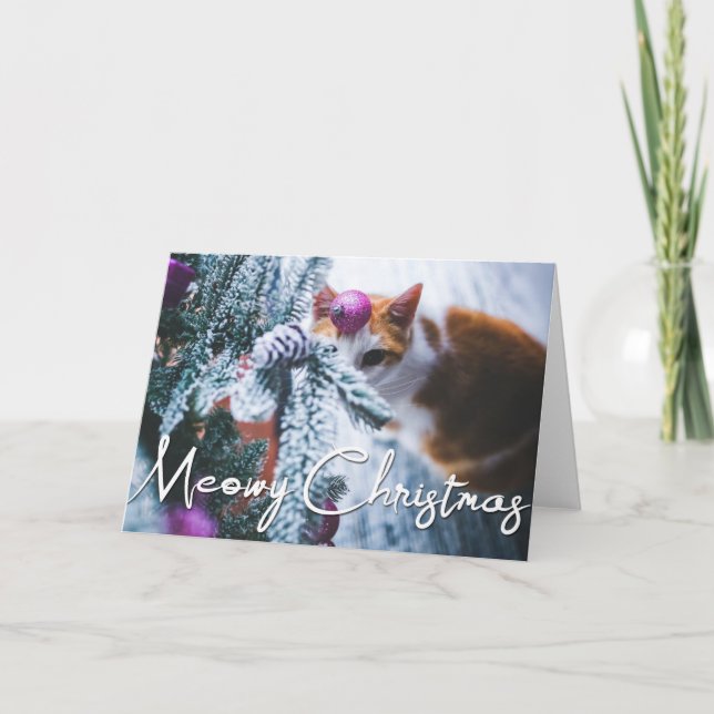 Tarjeta Gato de Meowy Navidades - Añade tu FOTO CAT (Anverso)