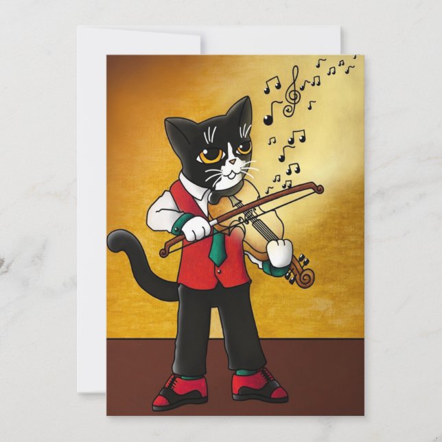 Tarjeta Gato de música violín (Anverso)