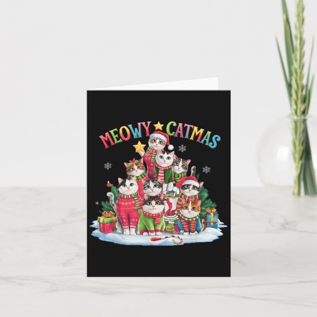 Tarjeta Gato de Navidad Amante de Meowy Catmas Cat Árbol d (Anverso)