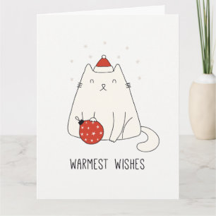 Tarjeta Gato de Navidad Deseos más Cálidos Adorable