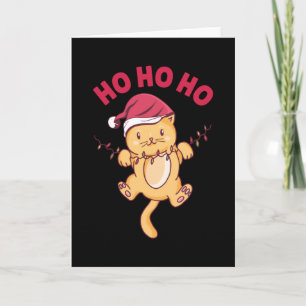 Tarjeta Gato de Navidad Ho Ho Ho