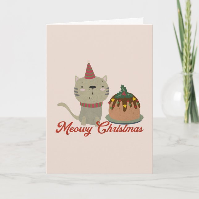 Tarjeta Gato de Navidad: Navidad Meow (Anverso)