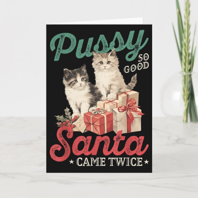 Tarjeta Gato de Navidad Obsceno Gráfico Chiste Divertido B (Anverso)