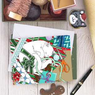 Tarjeta Gato de Navidades blancos