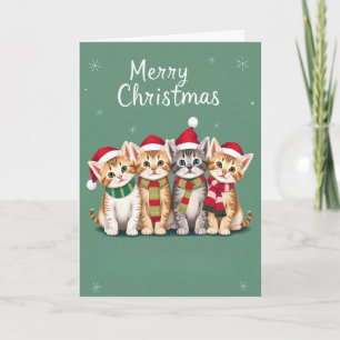 Tarjeta Gato de Navidades de gatos festivos