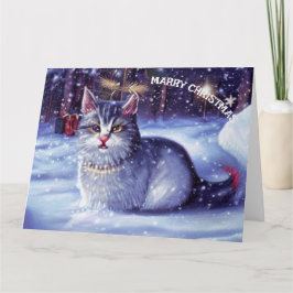 Tarjeta Gato de nieve de invierno de los navidades