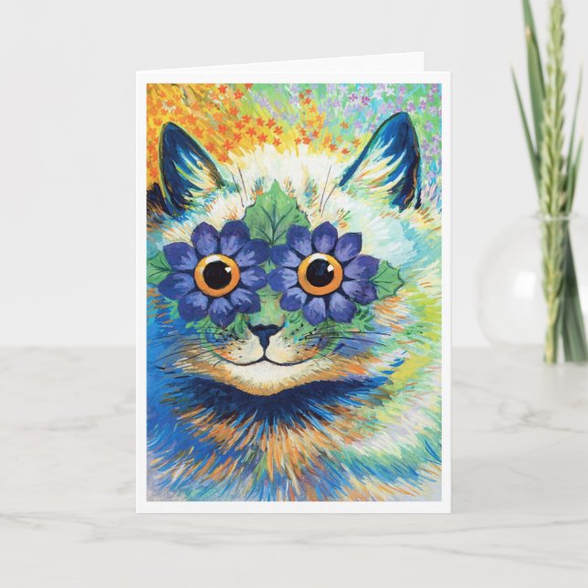 Tarjeta Gato de ojos de flores, Louis Wain (Anverso)