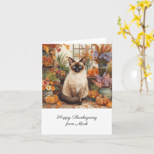 Tarjeta Gato de otoño con flores cae en la temporada de Ac