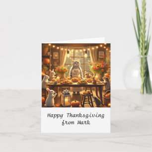 Tarjeta Gato de otoño con flores – Saludo de temporada de 