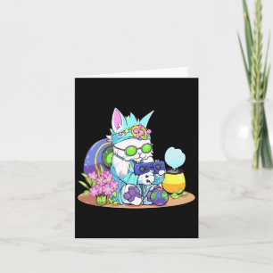 Tarjeta Gato de Pascua Conejo Divertido Jugador Videojuego
