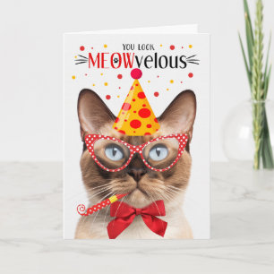 Tarjeta Gato de punto de foca birmano MEOWveloz cumpleaños