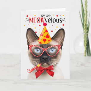 Tarjeta Gato de punto de foca siamesa MEOWvelous Cumpleaño