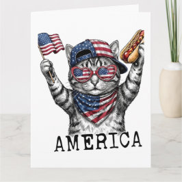Tarjeta Gato de rayas patrióticas de la libertad de Améric