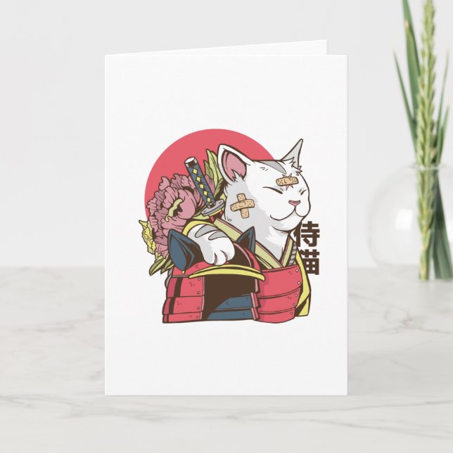 Tarjeta Gato de Samurai - Gato de vaporwave (Anverso)