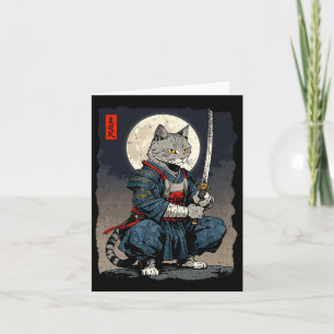 Tarjeta Gato de Samurai Gato japonés luchador contra la lu