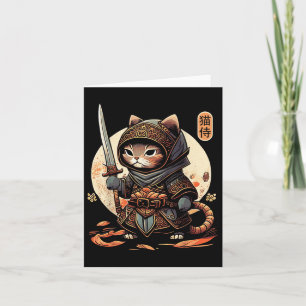 Tarjeta Gato de Samurai Japonés Tattoo Kawaii Ninja Cat